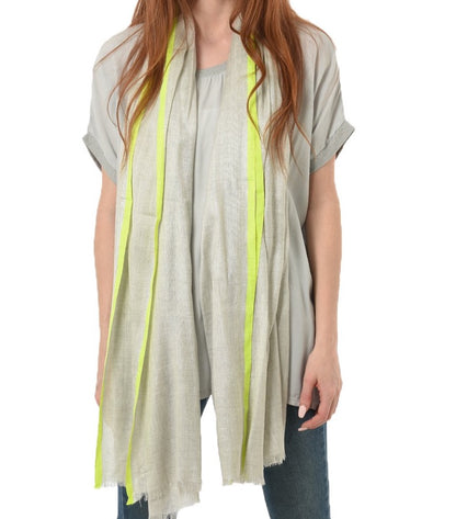 Scarf with metallic detail - grey/neon yellow