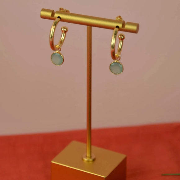 Aqua drop hoop earrings