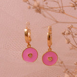 Pink Enamel Huggie Earrings