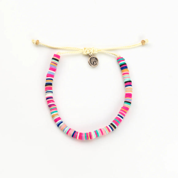 Clay disk bead bracelet