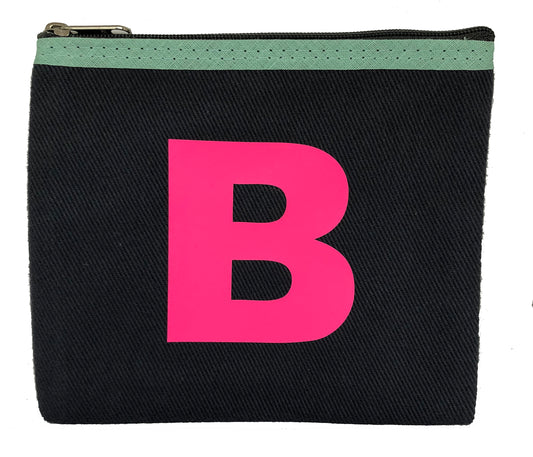 Alphabet Purse - Grey and Neon Pink