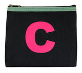 Alphabet Purse - Grey and Neon Pink