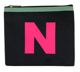 Alphabet Purse - Grey and Neon Pink