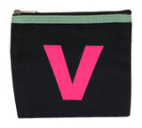 Alphabet Purse - Grey and Neon Pink