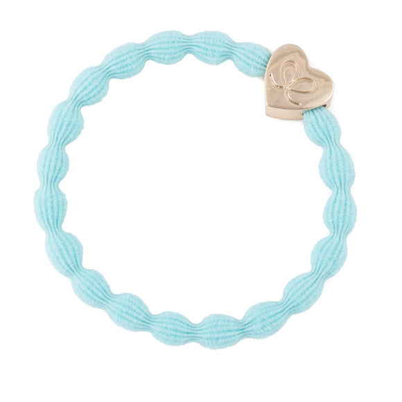 Hair Tie/Bracelet - Silver Heart Turquoise