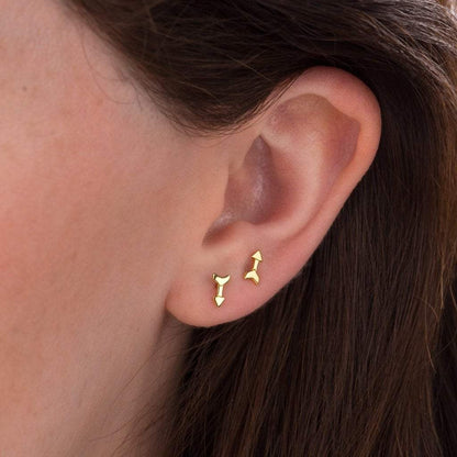 Tiny gold arrow studs