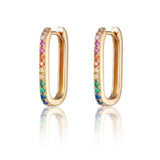 Oval Huggies with Rainbow Stones in Gold