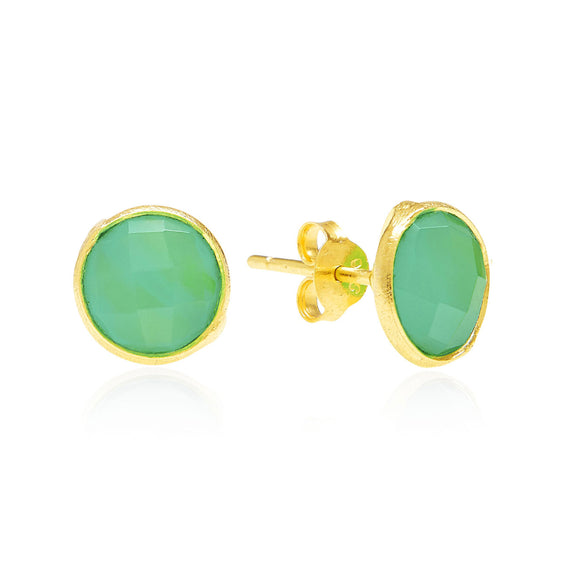 Gold and Green Stud Earrings