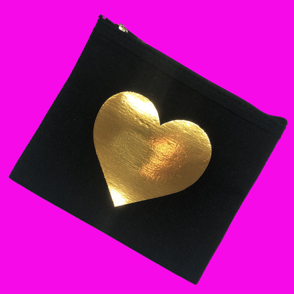 Gold Heart Purse - Black