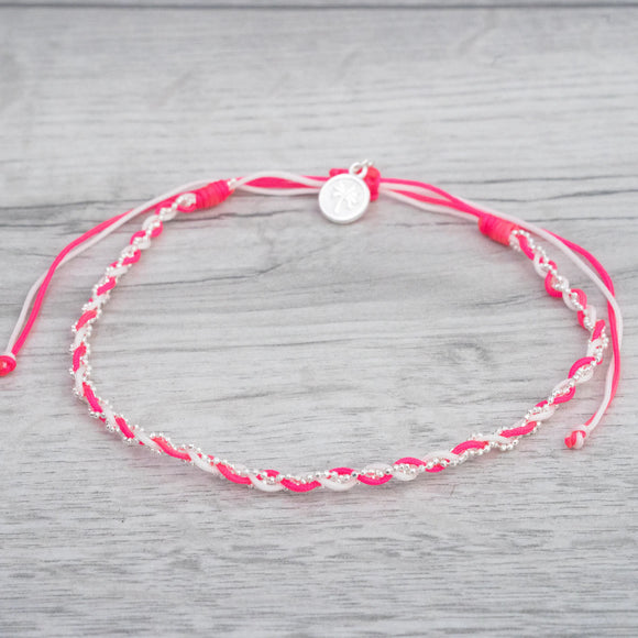 Hot pink and white anklet