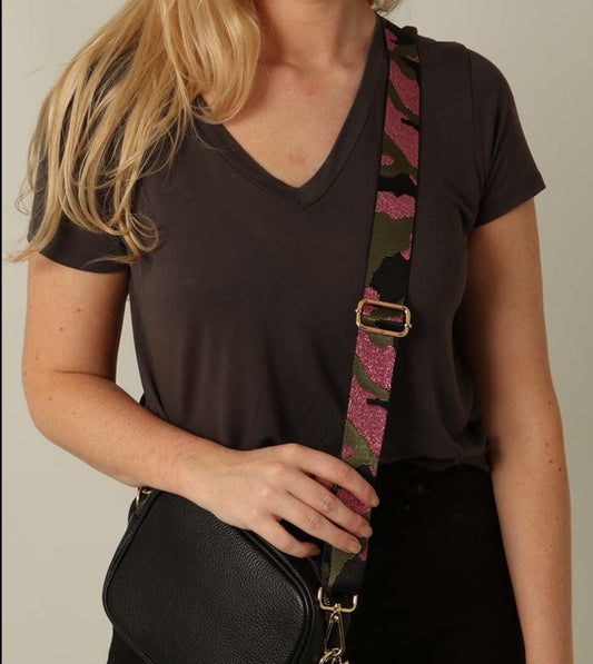 Bandoulière de sac - Camouflage rose kaki