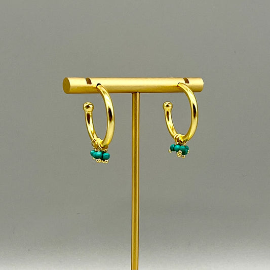 Cluster stone Hoop Earrings