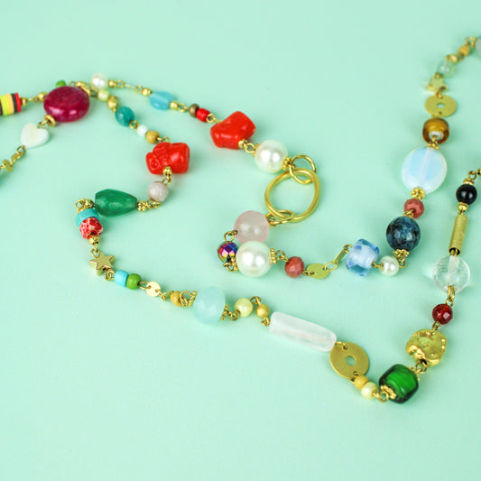 Long Mix Bead Necklace