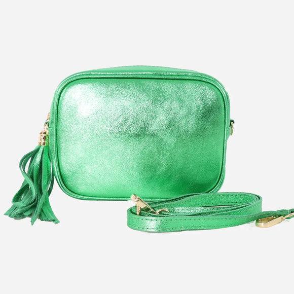 Italian Leather Metallic shoulder bag - Bright Green
