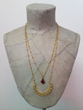 Double necklace with Burgundy pendant