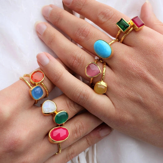 Adjustable Semi Precious Stone Rings