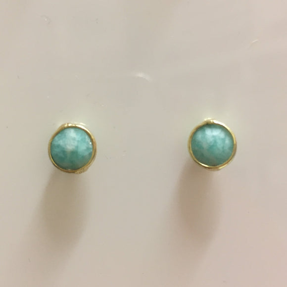 Turquoise and Gold Stud Earrings