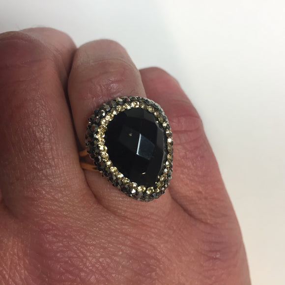 Pave Ring - Black Onyx stone