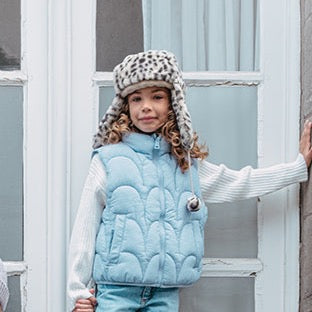 Kids Hat - Snow Leopard Faux Fur