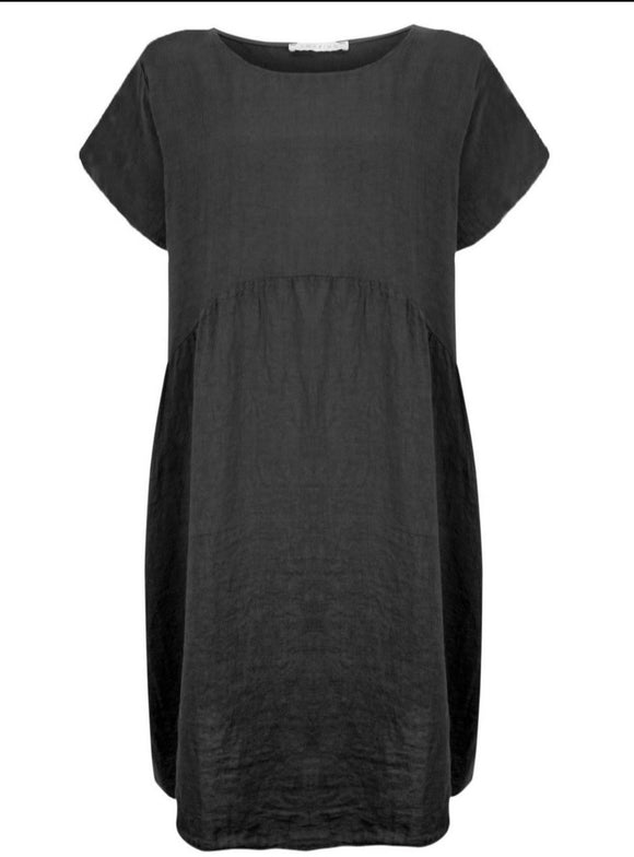Short Summer Linen Dress - Black