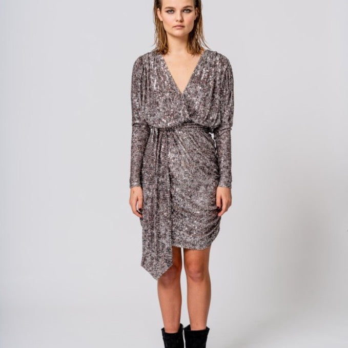 Mini Silver Sequined Dress
