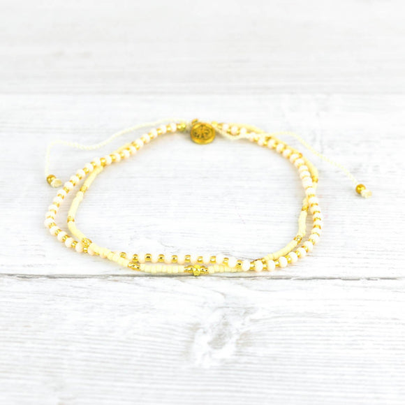 Double beaded anklet - Whites