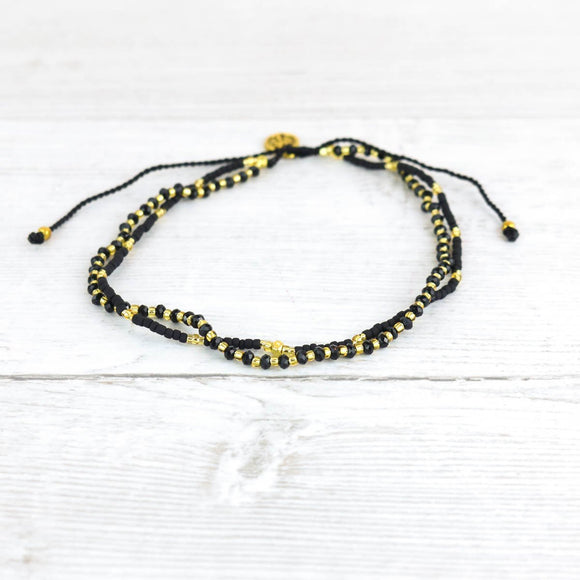 Double beaded anklet - Black