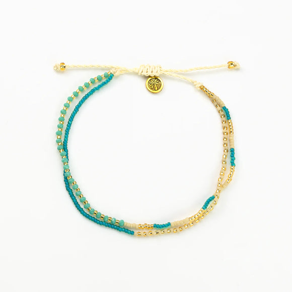 Double beaded anklet - Turquoise