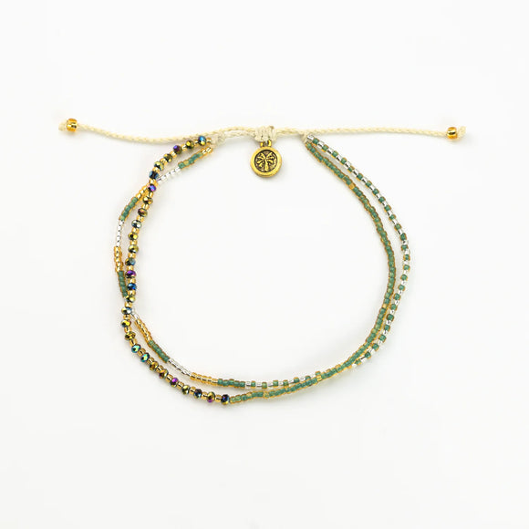 Double beaded anklet - greens