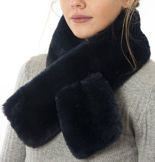 Short faux fur scarf - Navy