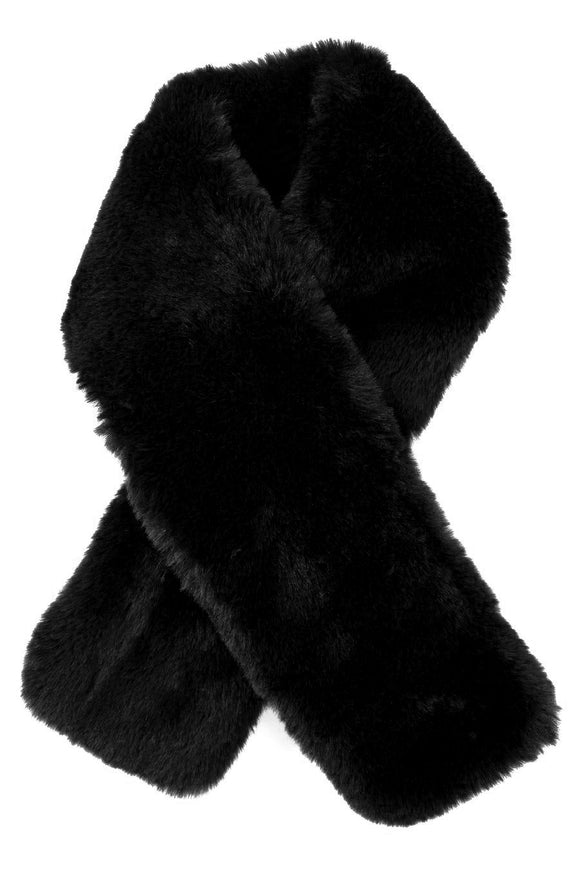Short faux fur scarf - Black