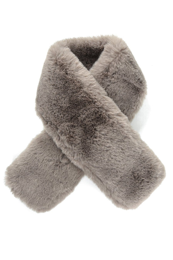 Short faux fur scarf - Taupe