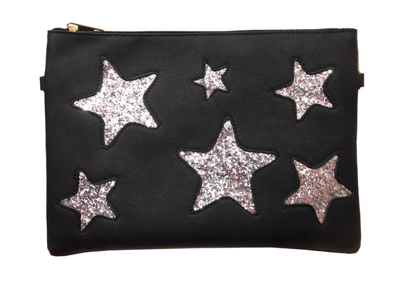 Multi glitter star Clutch Bag