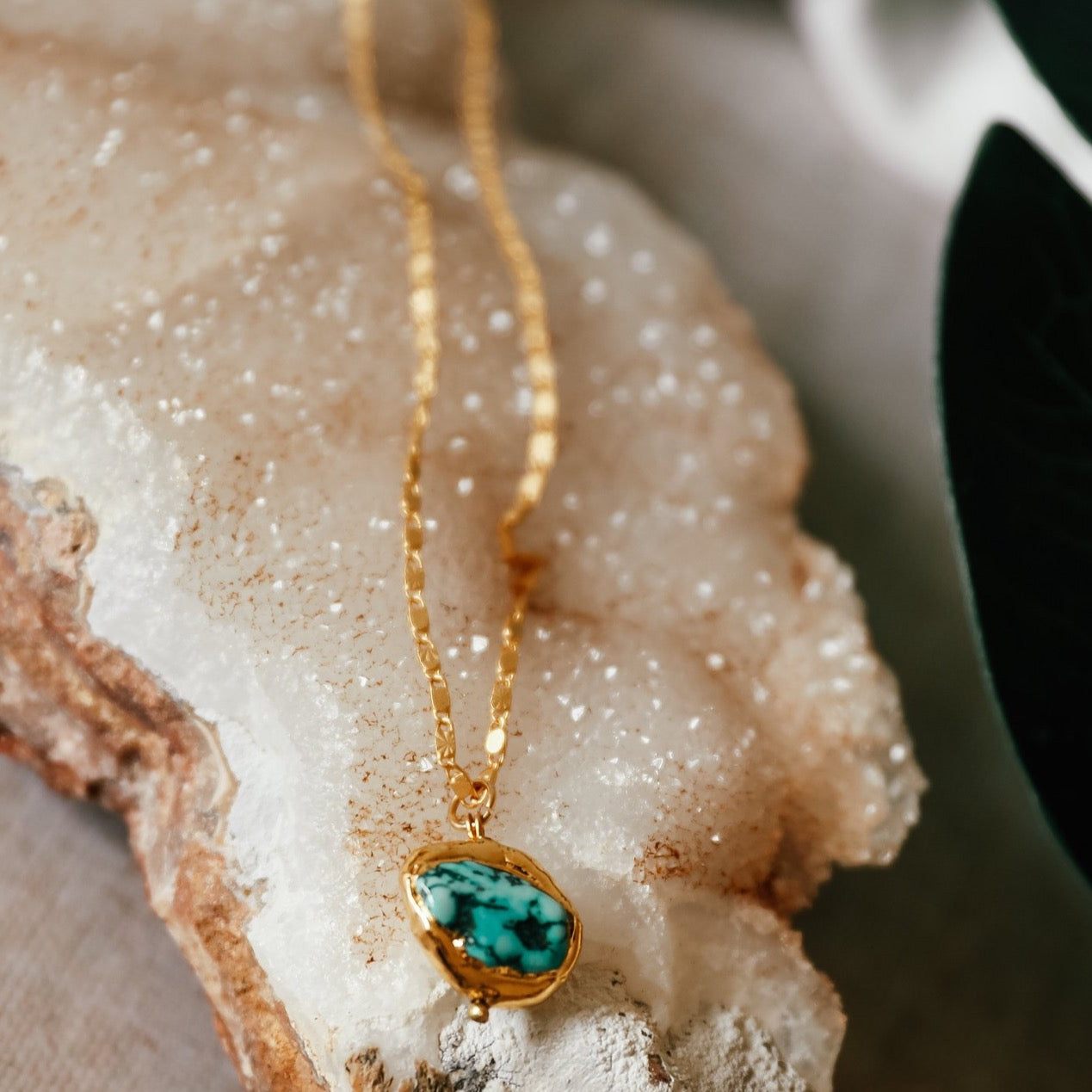 Necklace with Chunky turquoise pendant