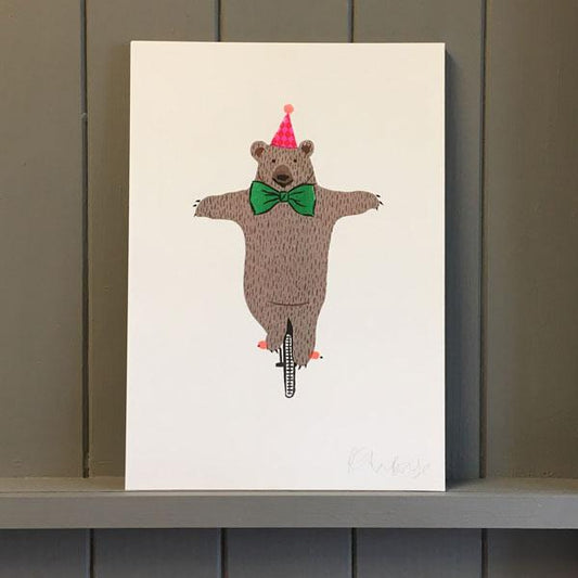 A4 Riso Bear Print
