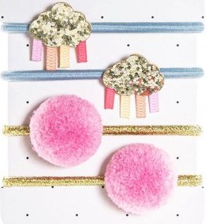 Kids Hair Ties - Glitter Clouds and PomPoms