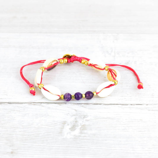 Pulsera de concha de cauri - Púrpura
