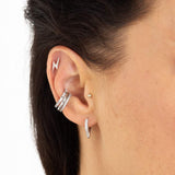 SIlver Slim Sparkle Ear Cuff - Single