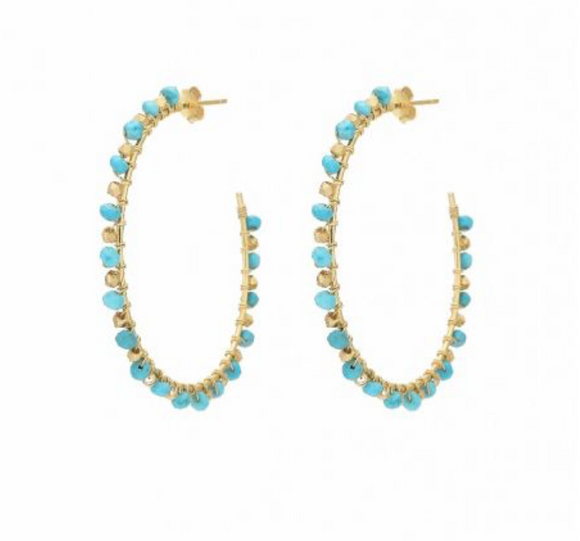 Turquoise gemstone Hoop Earrings