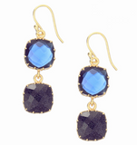 Boucles d'oreilles pendantes doubles bleu marine