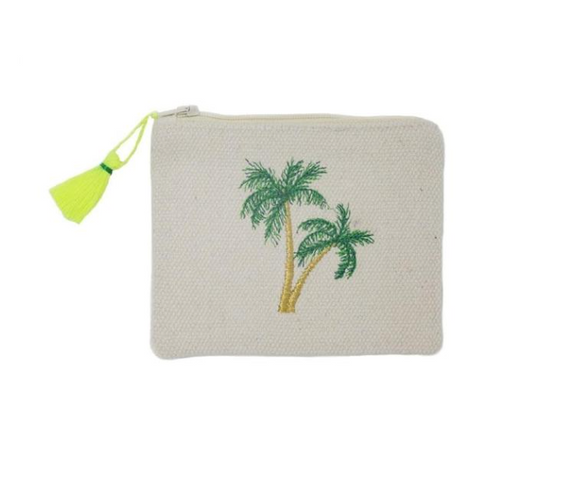Embroidered Palm Tree Purse