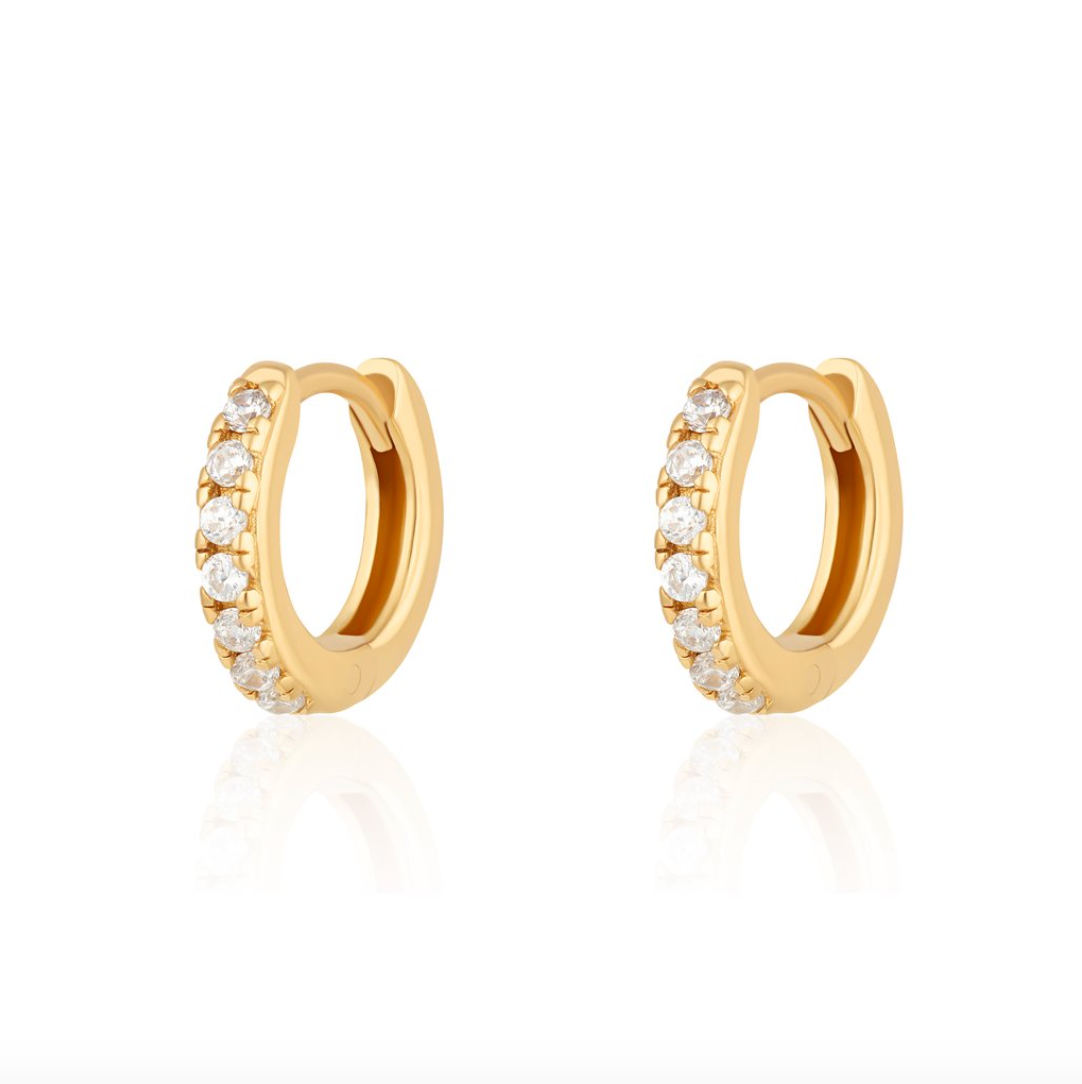 Boucles d'oreilles créoles en or avec pierres transparentes