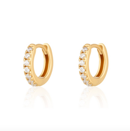 Boucles d'oreilles créoles en or avec pierres transparentes