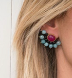 Fan Earrings  - Pearl and Turquoise