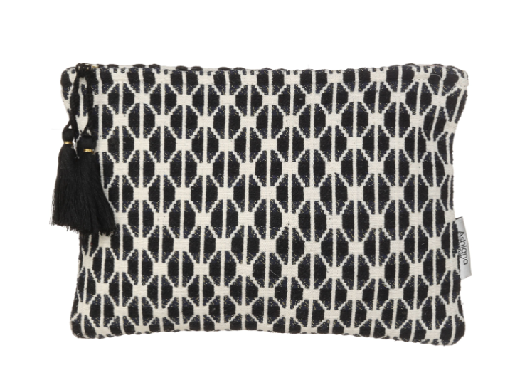 Pochette tissée noire et blanche