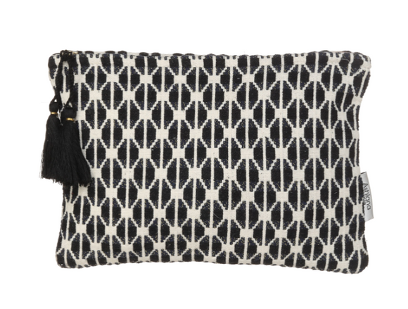 Black and White woven pouch
