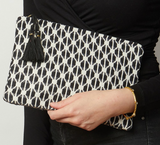 Black and White woven pouch