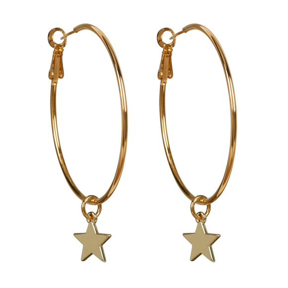 Star Hoola Hoop earrings - 2 x Sizes