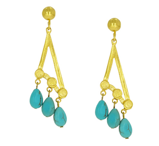 triple drop turquoise earrings