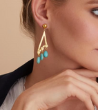 triple drop turquoise earrings